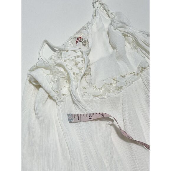 Raga Haley Dress Cold Shoulder Sheer Lace Frayed Mini Gypsy White Cutout Small - Picture 11 of 16